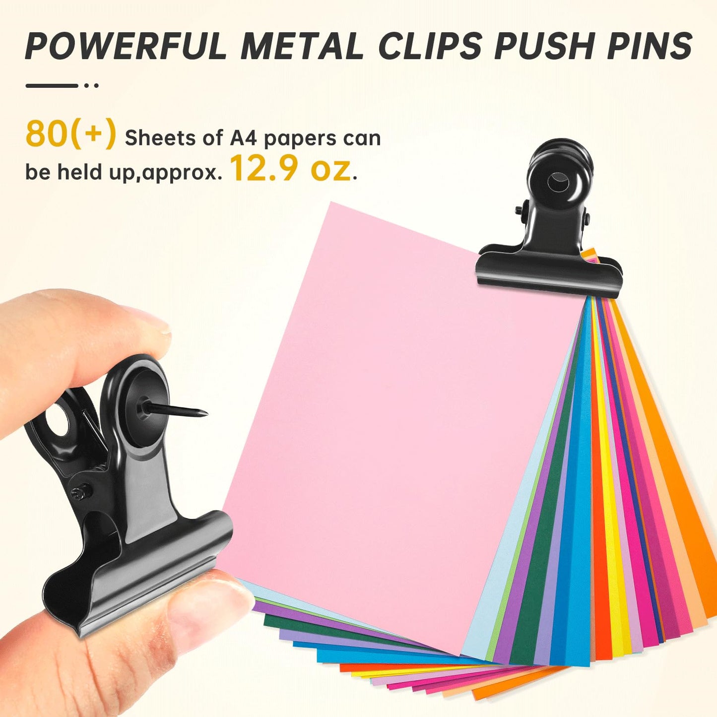 GOOLADA 36 Pieces Black Push Pins Clips Metal Push Pin with Clips Black Pushpin Clip Bulldog Clip with Pins Thumb Tacks for Bulletin Board Cork Board Cubicle Wall for Classroom School Office