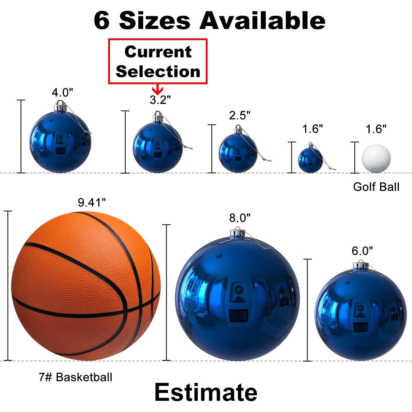 Royal Blue 3.2" Large Christmas Balls - Christmas Tree Decoration Ornaments Shatterproof Hanging Balls for Birthday Halloween Holiday Wedding Decorations Set of 18pcs