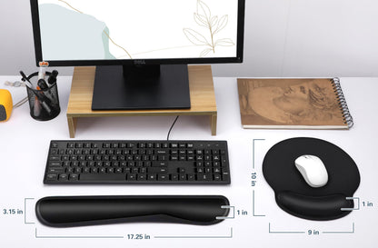 Mouse Pad and Keyboard Wrist Rest- Ergonomic Wrist Pad for Computer Keyboard and Mouse Pad, Memory Foam Wrist Support for Comfy Typing (Mouse pad Set, Classic Black)