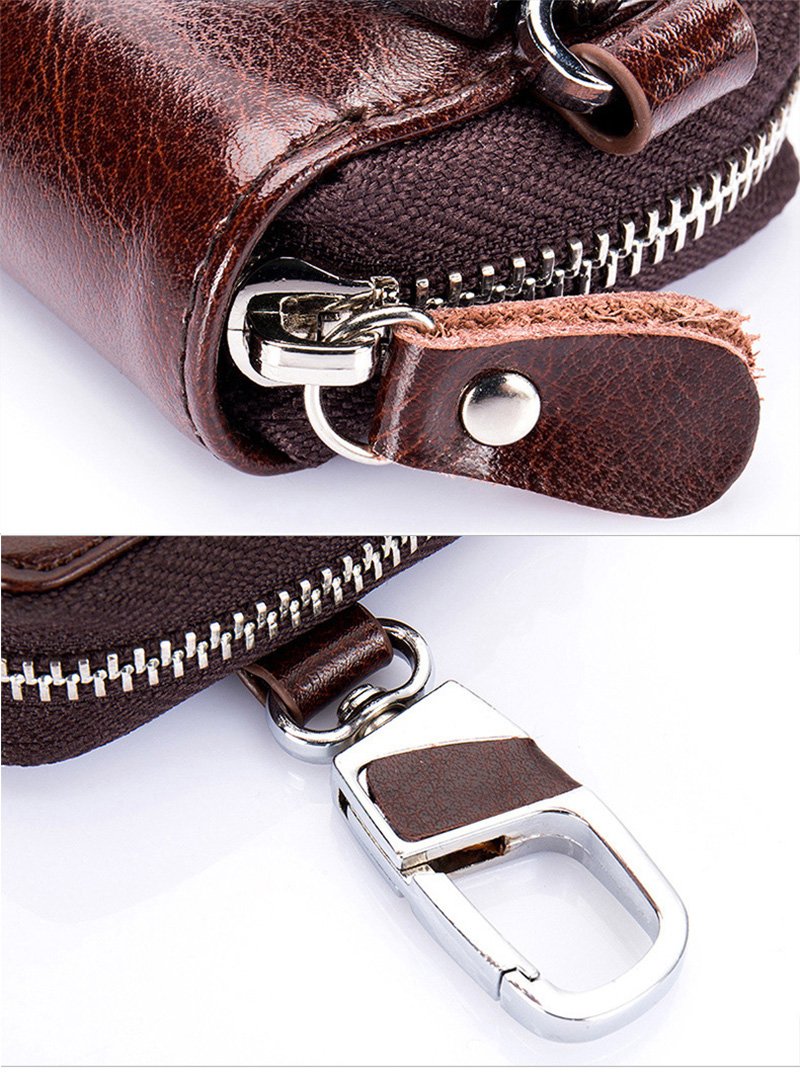 Zitokin Large Leather Key Case Wallet with 12 Hooks & 1 Keychain/Ring for Men or Women (Coffee)
