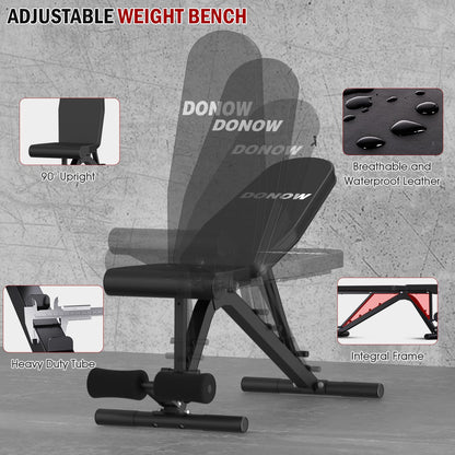 DONOW Olympic Weight Bench with Squat Rack Adjustable Workout Bench with Rack for Bench Press Sthrength Training (Black with Safety Catched)