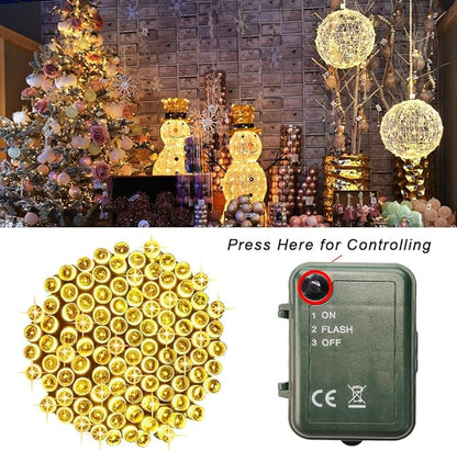 Warm White Battery Powered String Lights, 4 Pack Total 66.6 FT 200 LED Christmas String Lights for Indoor Outdoor Decoration, Twinkle Fairy Light for Classroom Dorm Bedroom Xmas Tree Party Decoration