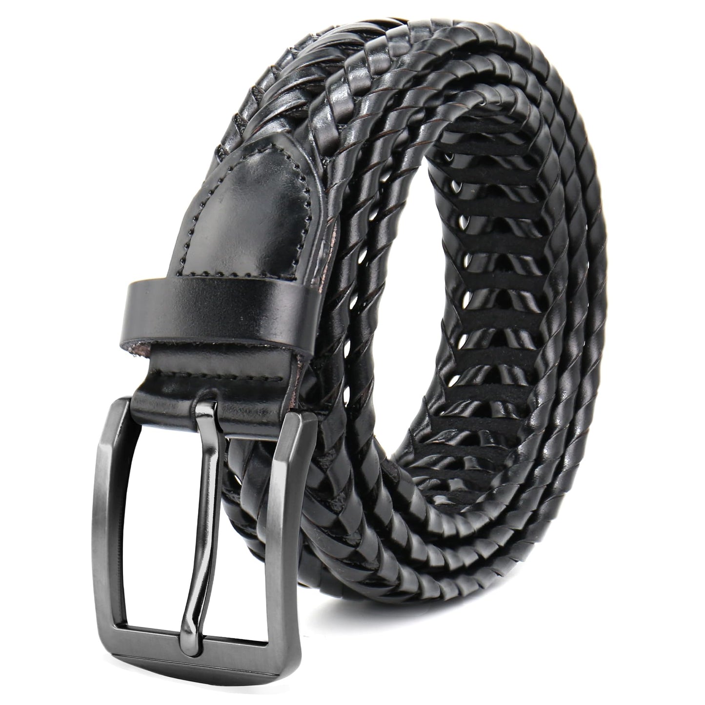 CHXRRPGC Mens Braided Leather Belt Everyday Casual Woven Belts for Men Fit Casual Golf Pants Jeans
