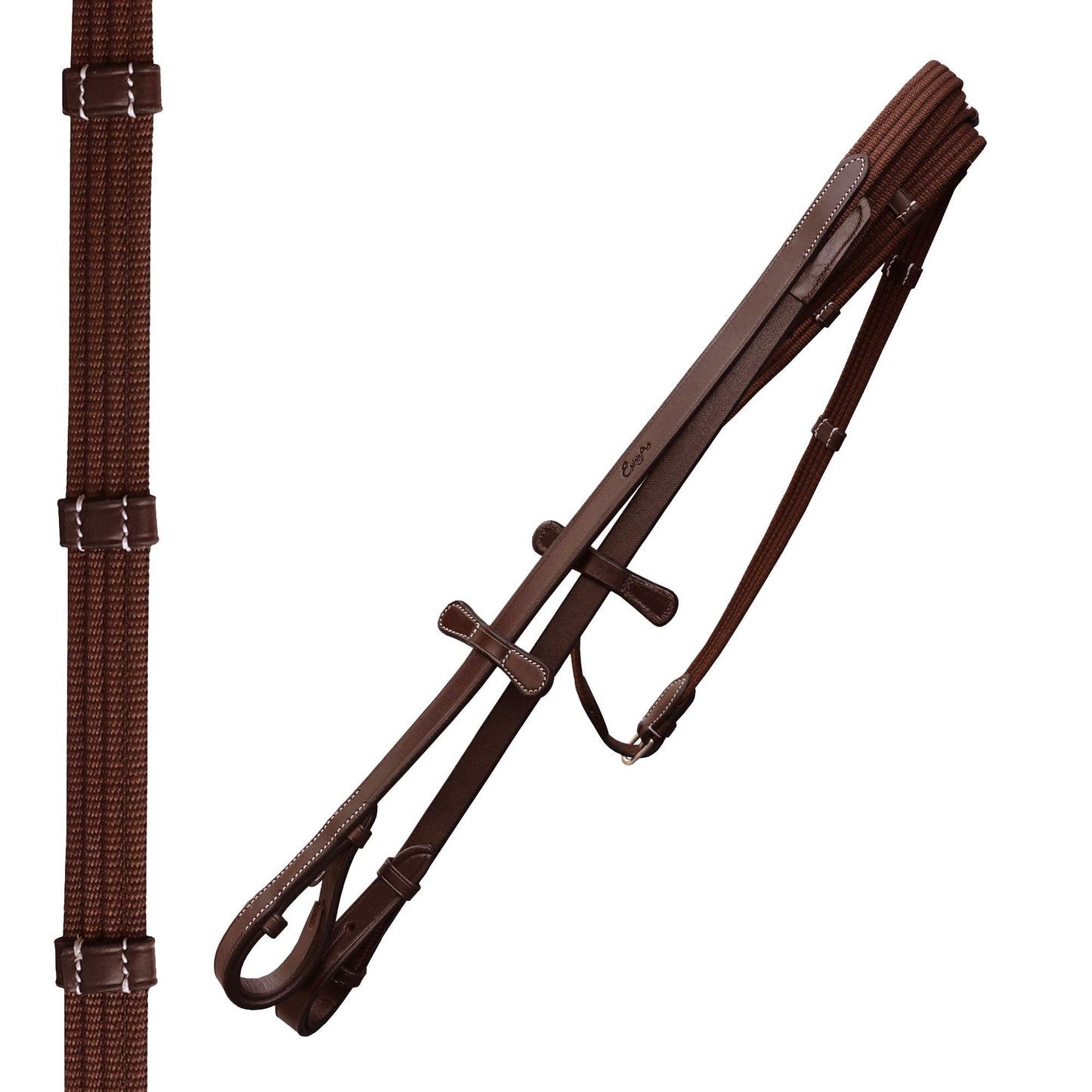 Exion Dressage Bridle with Anatomic Mono Crownpiece, Crank Noseband, Browband and Hand Stopper Reins for Horses