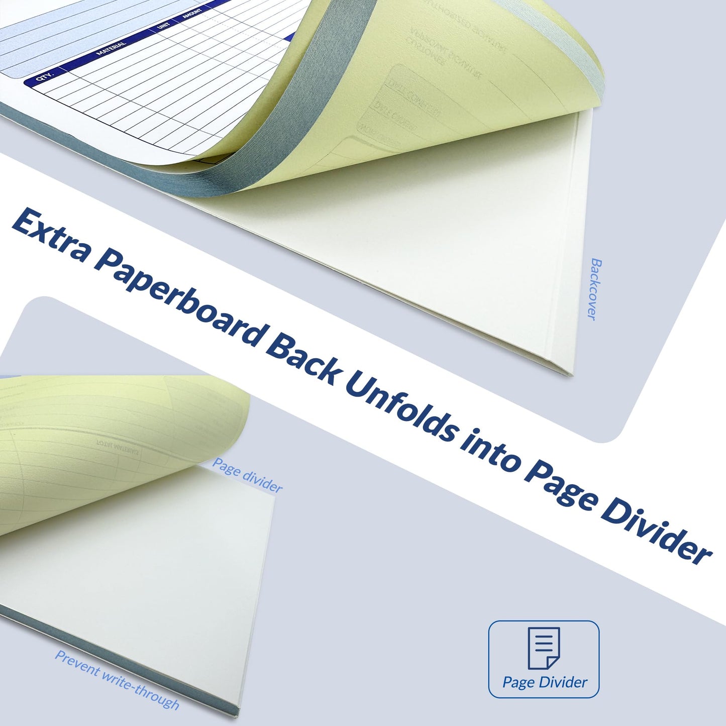 Harfesto Job Work Order Forms, Large Size Contractor Invoice Book 8-1/2" x 11-7/16", Invoice Receipt Book for Small Business, 2-Part Carbonless Forms, 50 Sets
