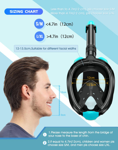 Greatever G2 Snorkeling Gear for Adults 2PCS, Full Face Snorkel Mask with Dry Top Snorkel,Anti-Leak & Anti-Fog Snorkel Mask Adult,Foldable Snorkeling Mask with Camera Mount mesh Bag
