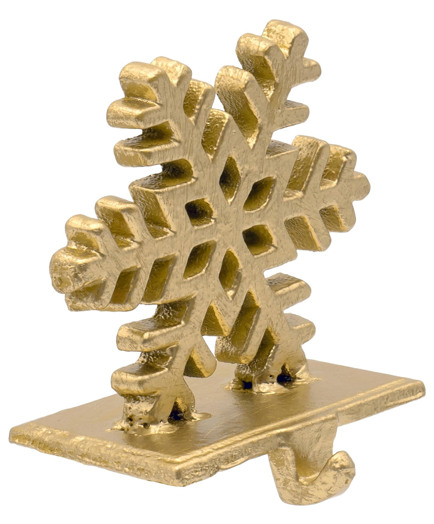 Red Co. 5" Decorative Cast Iron Stocking Holder with Hook in Old Gold Finish – Snowflake