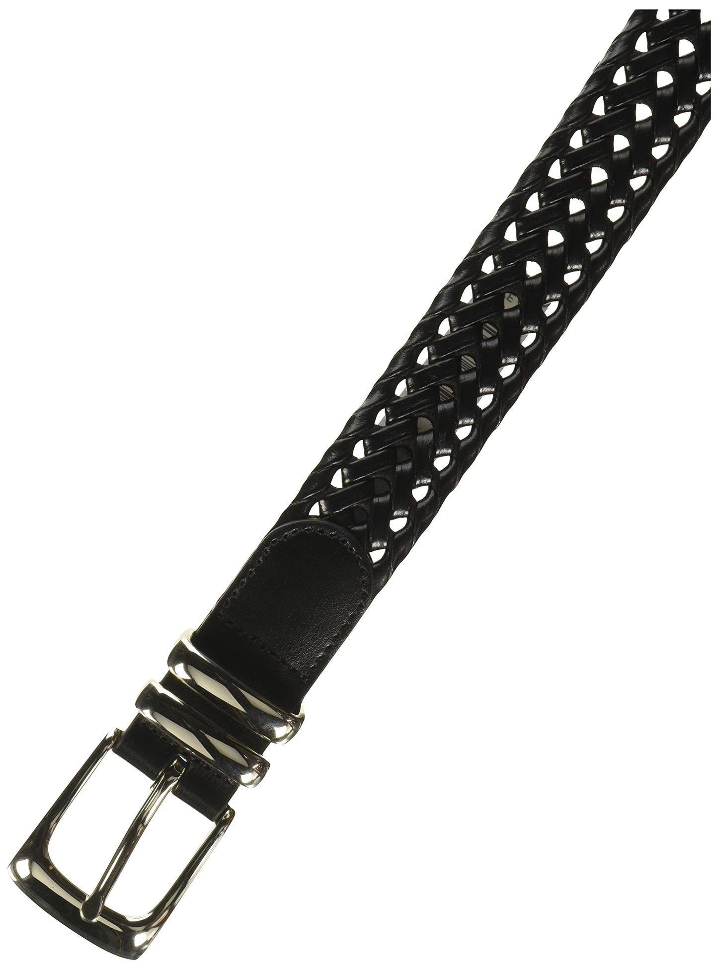 Perry Ellis Men's Portfolio Braided Leather Belt, Black, 30