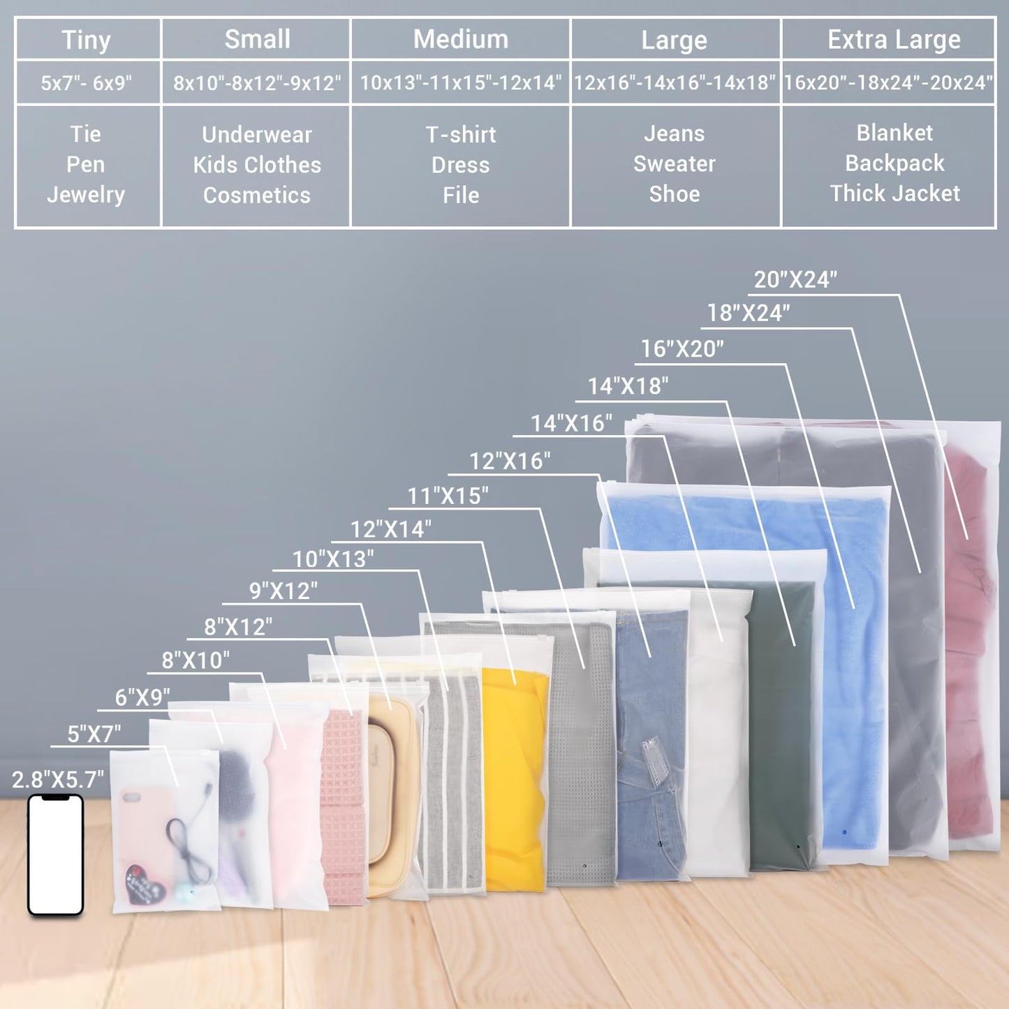 Svaldo Clothes Packaging Bags for Shipping, 100 Count 10x13 inch Frosted Zipper Plastic Bags for Clothing, Clear Apparel Bag for T-Shirt, Shirt, Document, 3 Mil, with Vent Holes