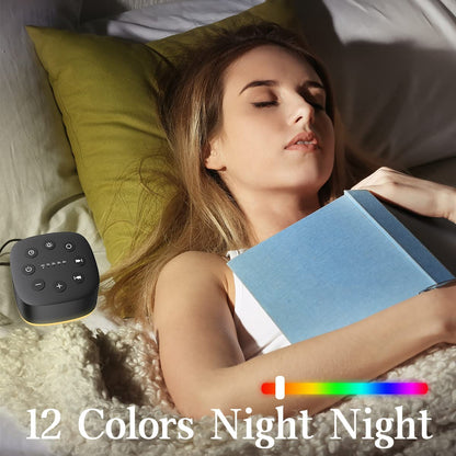 Meditation White Noise Sound Machine 30 Soothing Sounds with 32 Volume Control 12 Night Light 5 Timers Portable Sleep Machine for Travel Powered by AC or USB Sleep Therapy for Baby Kids Adults (Black)