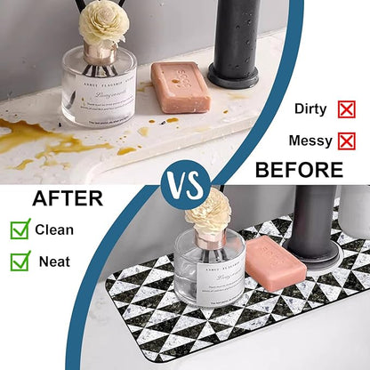 Granite Floor Tiles Sink Faucet Absorbing Mat Mosaic Texture Super Absorbent