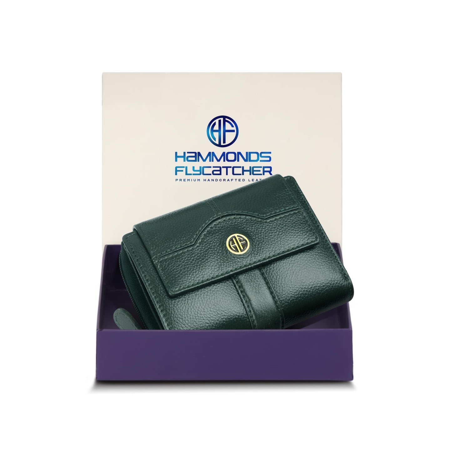 HAMMONDS FLYCATCHER Leather Ladies Wallet for Woman with 14 Card Slots - Clutch Purse for Women, Ladies Wallet for Women Stylish, Ladies Purse for Women Wallet, Purse for Woman, Green, 12.5 cm x 3 cm