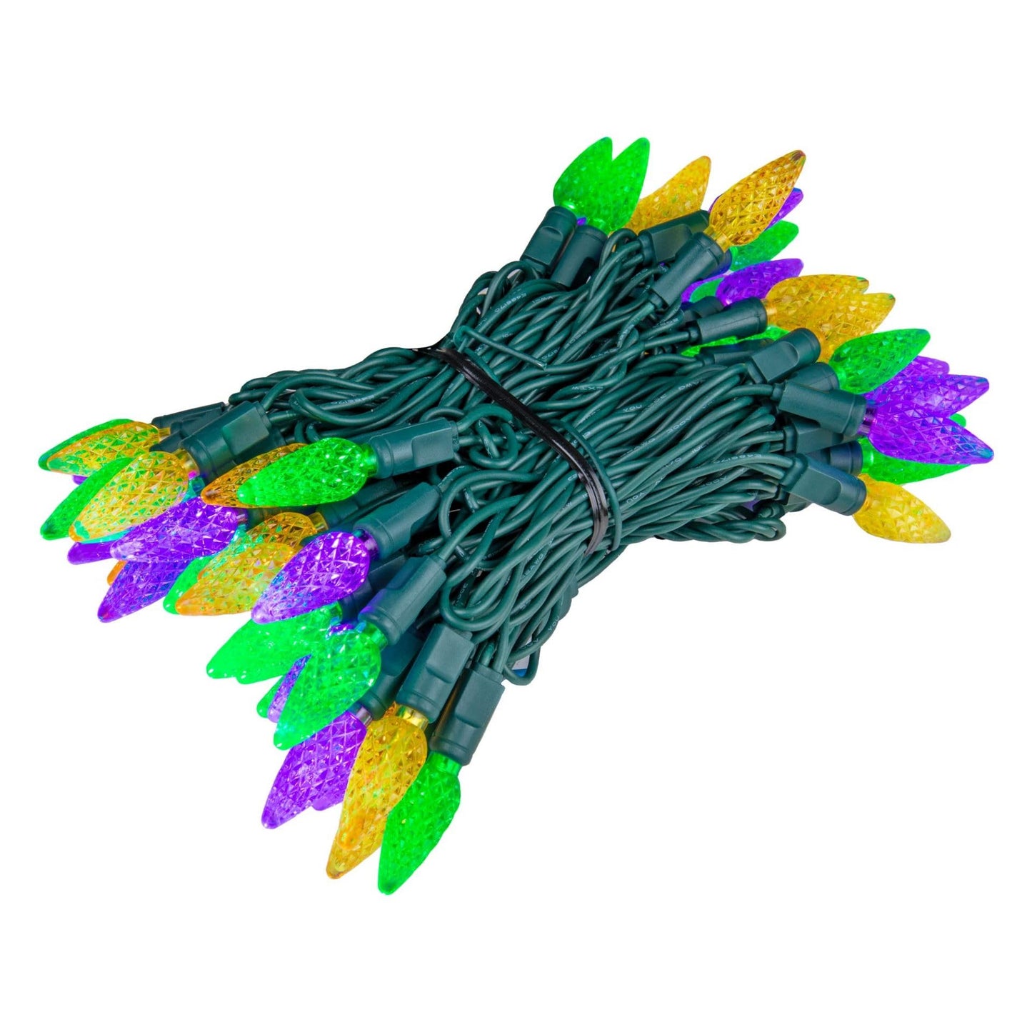 Novelty Lights 24FT 70 Light Purple Green and Yellow LED Mardi Gras Lights, C6 Bulbs, Connect up to 43 Sets, Indoor/Outdoor Use