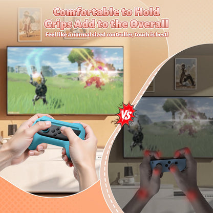 [Switch 1/2 Compatible] FASTSNAIL Grips for Nintendo Switch2 (2025)/Switch&OLED for Joy-Con2, Wear-Resistant & Anti-Slip Controller Grips Handle Kit, Switch2 Joycon Holder Accessories (Orange,Blue)