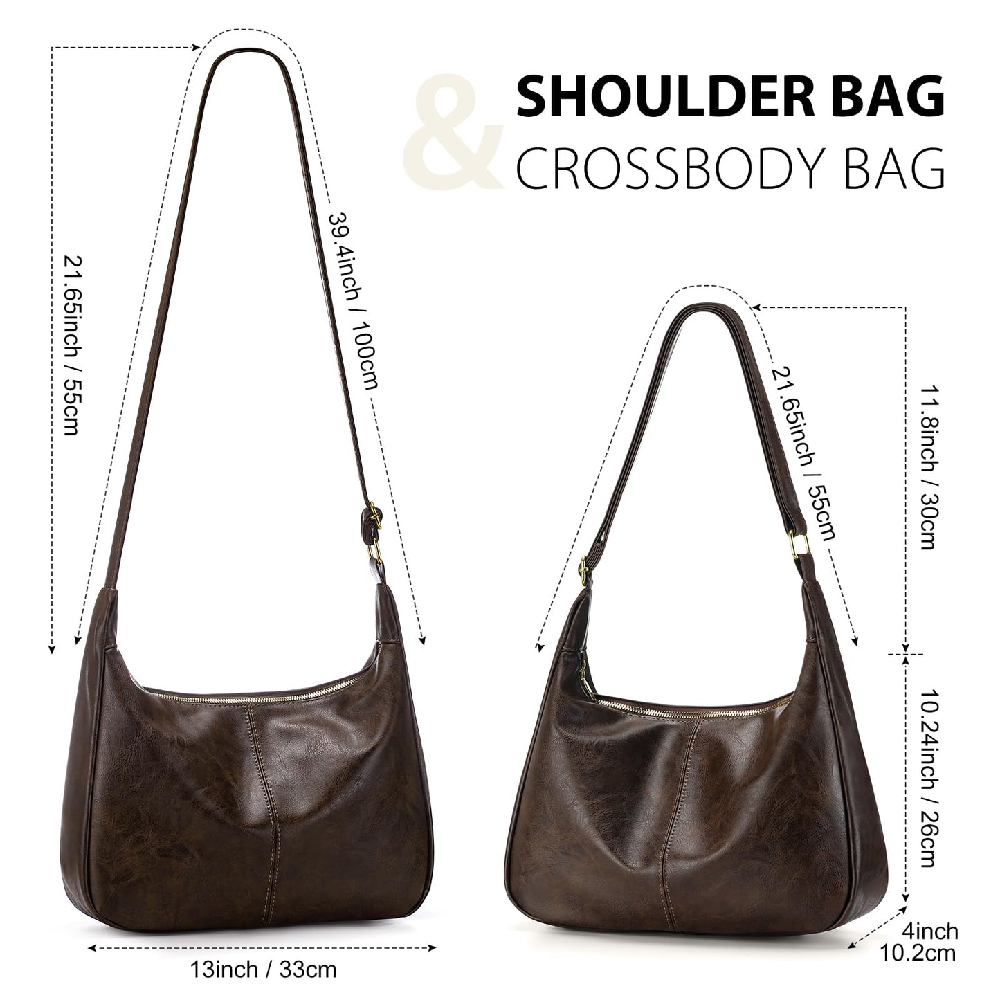 Sightor Hobo Bags for Women Leather Slouchy Bag Ultra Soft Vegan Purse Vintage Shoulder Bag Trendy Everyday Handbag (Coffee)