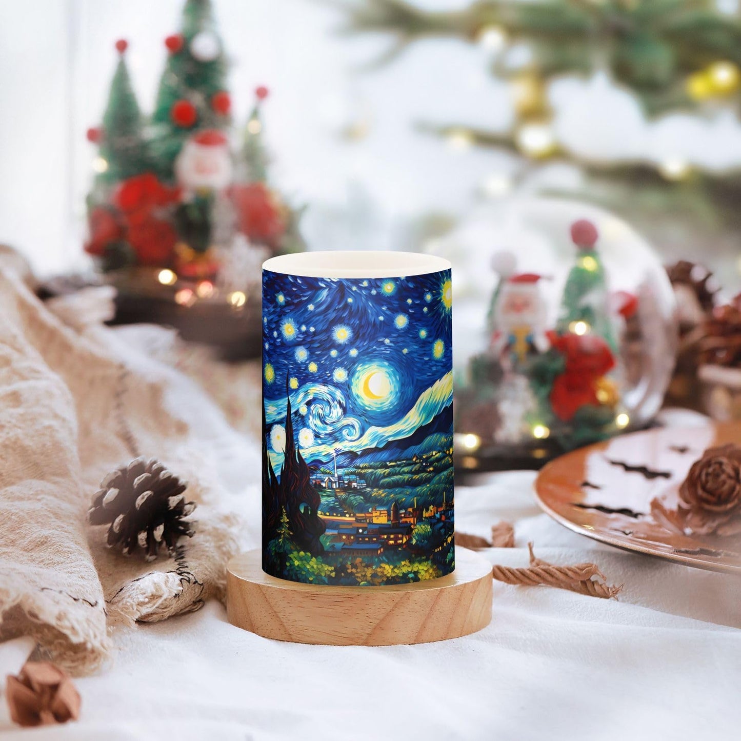 ALAZA Starry Sky Flickering Flameless Candles Battery Operated with Remote Timer,Tea Light Candles LED Pillar Votive Candles Set of 2 for Outdoor Indoor Decorations