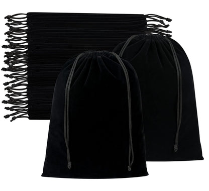 PALTERWEAR Velvet Drawstring Gift Bags - Bulk Wholesale (9 x 12 inch - 25 pack, Black)
