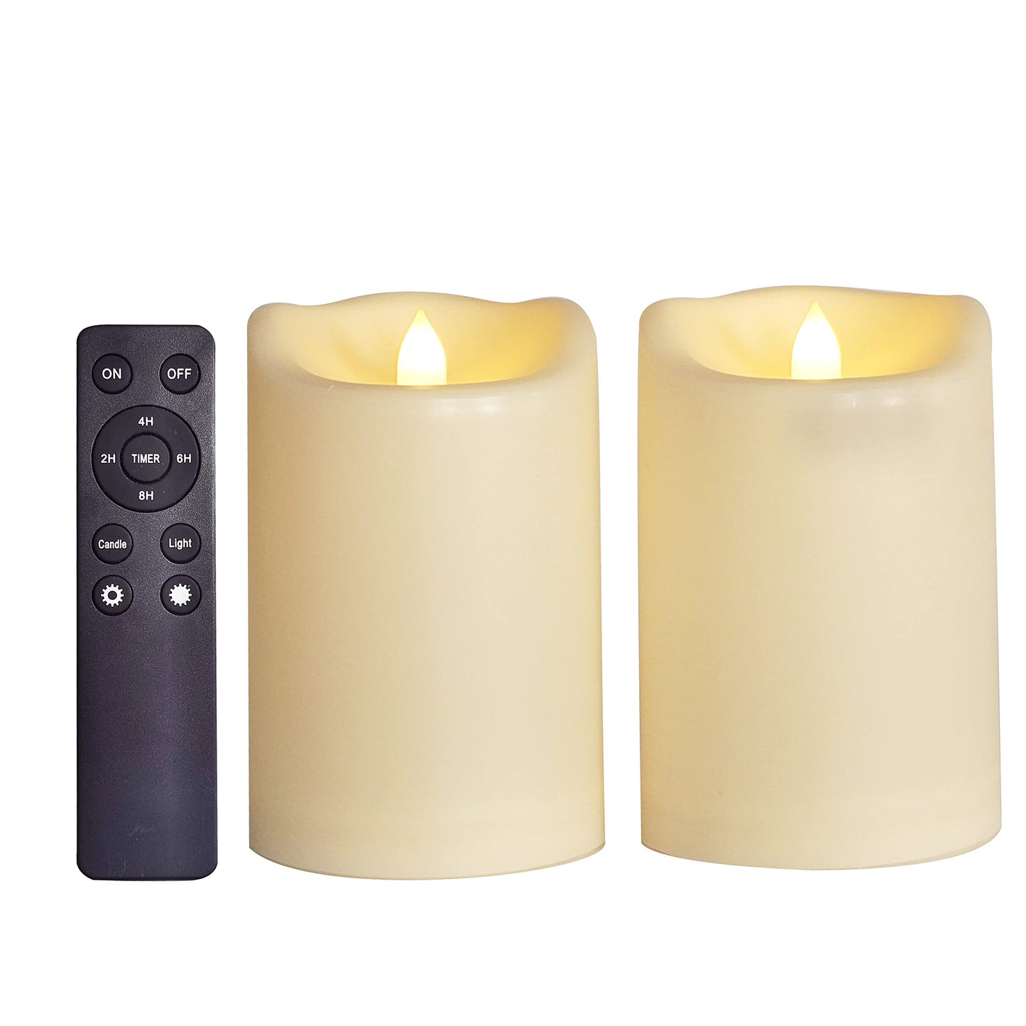 CANDLE CHOICE Waterproof Outdoor Flameless Candles with Remote Timer Large Realistic Flickering Battery Operated Electric LED Pillars Garden Patio Christmas Wedding Decorations 4”x6” 2 Pack