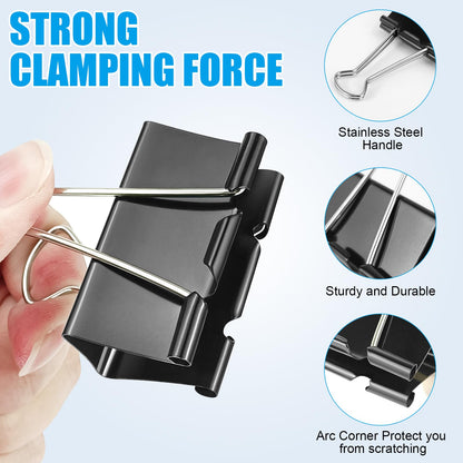 208 PCS 6 Sizes Binder Clips Assorted Sizes Including Extra Large Medium Small Black Clips Office Supplies Black Paper Clips Paper Clamps for Office Home School Bussiness