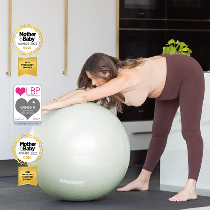 BABYGO Birthing Ball - Pregnancy Yoga Labor & Exercise Ball & Book Set Trimester Targeting, Maternity Physio, Birth & Recovery Plan Included Anti Burst Eco Friendly