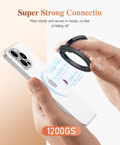 GVIEWIN Magnetic Phone Ring Holder, Compatible with MagSafe Phone Grip with Adjustable Stand, Magnet Phone Ring Kickstand for iPhone 17/16/15/14/13/12 Pro Max Plus Air/Other Phones (Glitter/Silver)