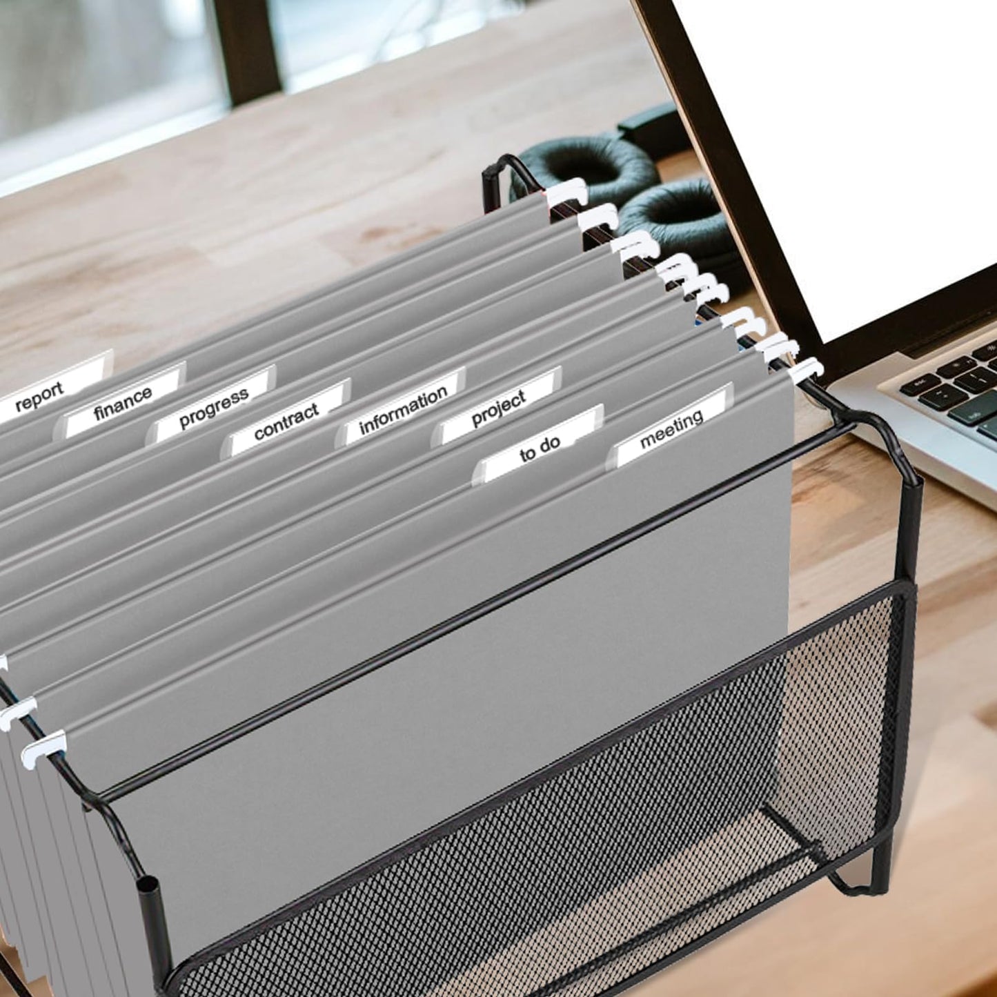 HERKKA Hanging File Folders, 60 Pack Reinforced Letter Size Hanging Folders, Designed for Bulky Files, Filing Cabinet, 1/5-Cut Adjustable Tabs (Gray)