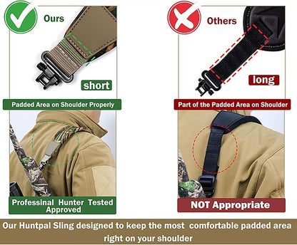 HUNTPAL Camo Gun Sling - 2 Point Shotgun Rifle Strap with Quick-Grab Handle & 3 Pockets | Durable Nylon Webbing