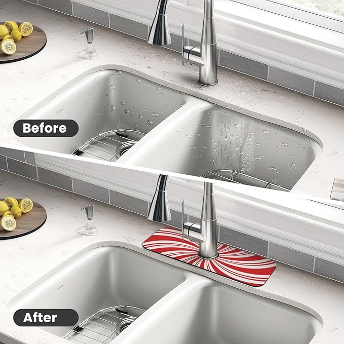 Red And White Candy Swirl Stripe Striped Mint Sugar Candy Cane Themed Kitchen