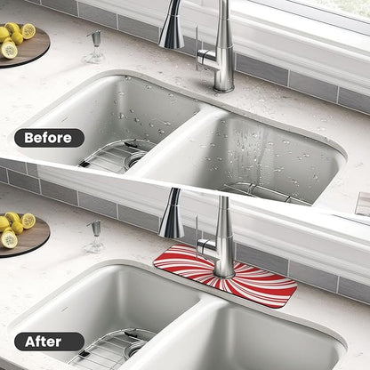 Red And White Candy Swirl Stripe Striped Mint Sugar Candy Cane Themed Kitchen