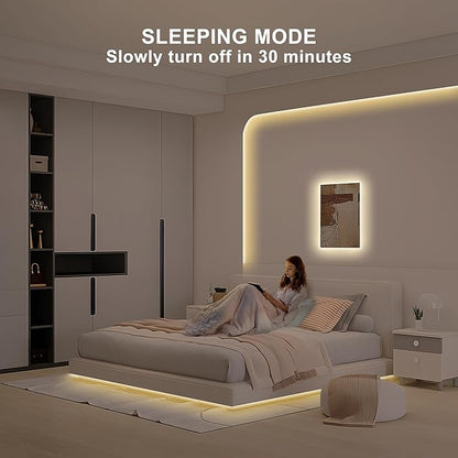 6.56ft Tunable White COB Led Strip Light with RF Remote, CRI93+ Dimmable CCT 2700K-6500K COB Led Tape Lights, Adhesive High Density Led Light Strip for Bedroom, Kitchen, Cabinet