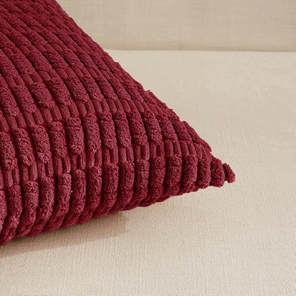 Fancy Homi Christmas Wine Red Decorative Throw Pillow Covers 14x24 Inch for Living Room Couch Bed Sofa, Modern Farmhouse Boho Home Decor, Soft Corduroy Burgundy Square Cushion Case 35x60 cm