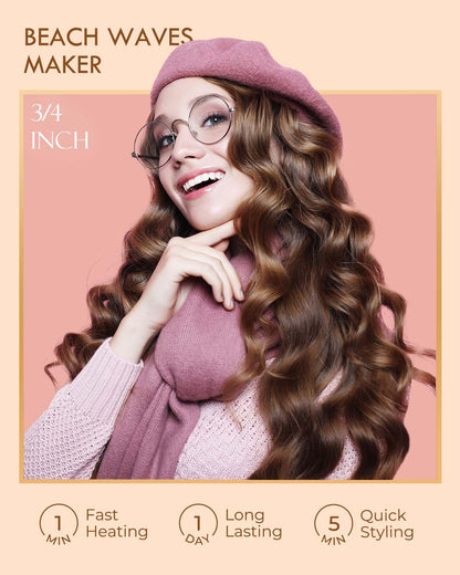 Large Curling Iron 2 Inch, Ceramic Long Barrel Hair Curling Wand, Hair Styling Tool, Dual Voltage, LCD Display, Black