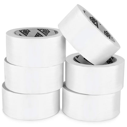 Lockport Duct Tape Heavy Duty Waterproof,20 Yards x 2 Inch,Strong Adhesive Roll for Indoor & Outdoor Repair,No Residue,Tear by Hand - Duct Tape Bulk Value (White, 6-Pack)