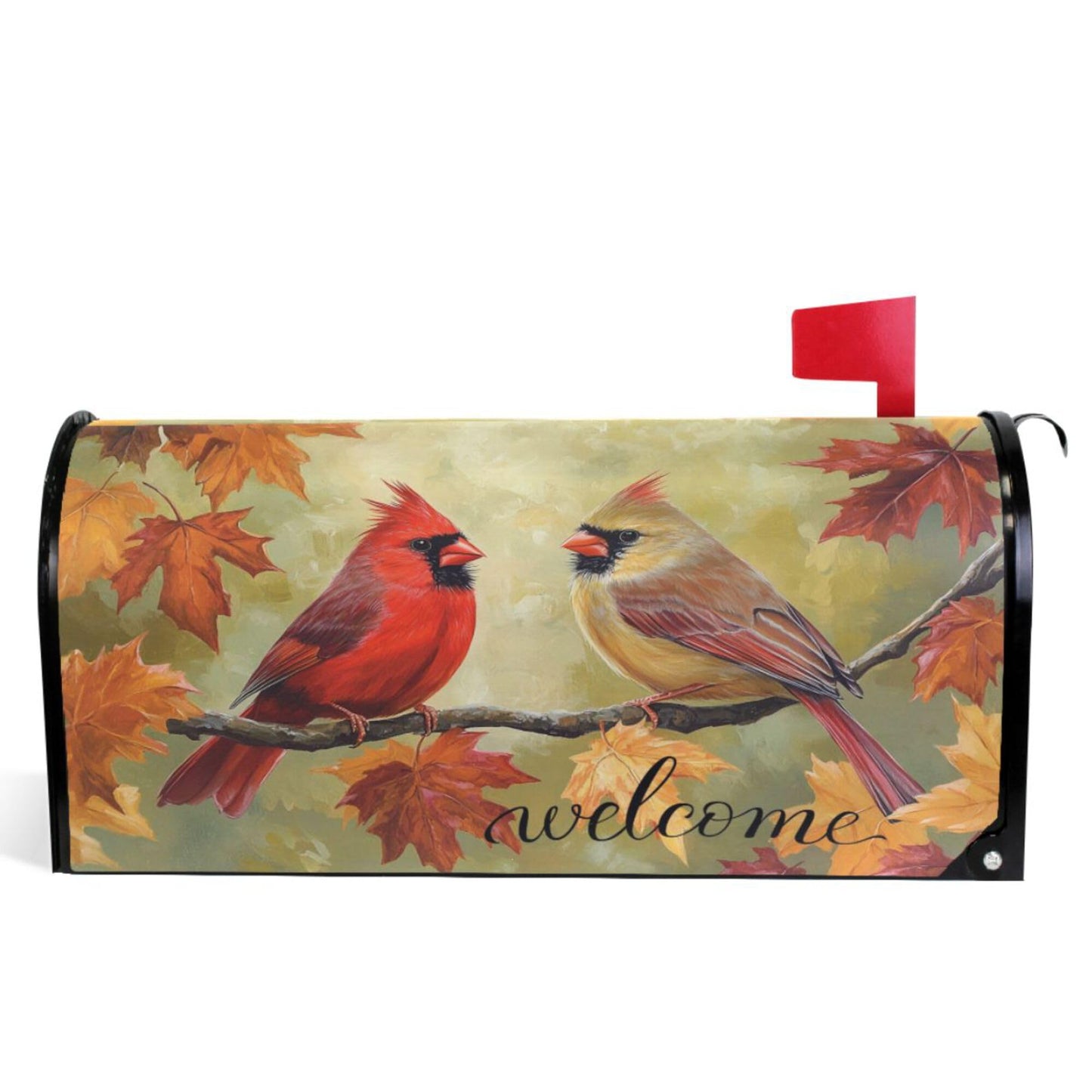 Wamika Welcome Fall Birds Magnetic Mailbox Covers Autumn Cardinal Mailbox Cover Over Size Full Magnet Garden Yard Porch Mail Boxes Cover Holiday Decorations 25" L x 21" W