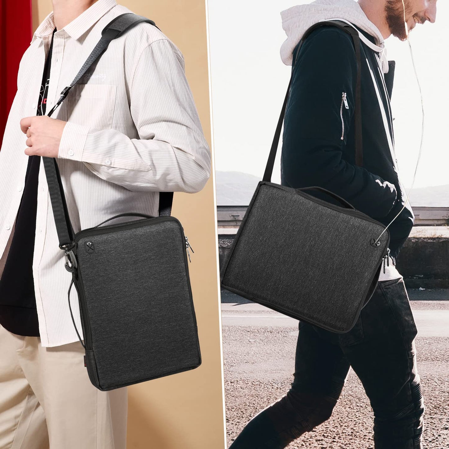 FINPAC Laptop Shoulder Bag for MacBook Neo A18 Pro, 13.6-inch MacBook Air 2026-2022 M5/M4/M3/M2/M1, MacBook Carrying Case 13.3" 13.6" 14.2", 13.5" Surface Laptop, HP, Dell, Acer Chromebook, Black