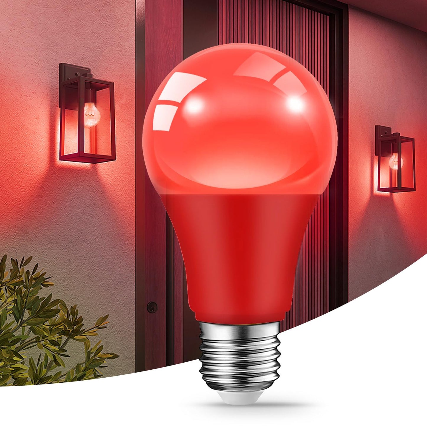 JAHEKS Red Light Bulb for Outdoor Porch, 9W(60W Equivalent) E26 Base LED Red Bulb for Christmas, Halloween,Wedding,Party,Bar,Holiday Lighting,Home Decor, 2-Pack