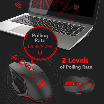 Redragon M690 PRO Wireless Gaming Mouse, 8000 DPI Wired/Wireless Gamer Mouse w/Rapid Fire Key, 8 Macro Buttons, Ergonomic Design for PC/Mac/Laptop, White