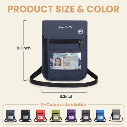 ROOSALANCE Passport Holder for Travel, RFID Passport Wallet with Visual Window Design, Multifunctional Document Organizer, Waterproof Travel Pouch Neck Wallet for Men and Women, Navy Blue