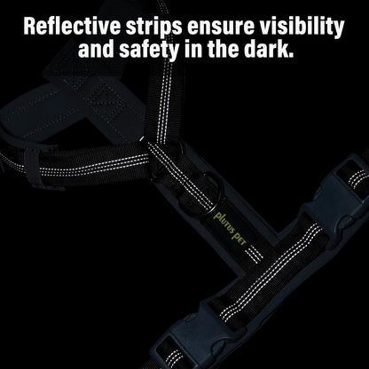 Plutus Pet No Pull Dog Harness, Adjustable Nylon Harness with Soft Padding, Reflective and Heavy Duty Dog Harness for Small, Medium, Large Dogs(Black, M)