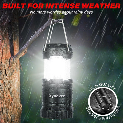 Xynover 4-Pack Solar Camping Lanterns - Rechargeable LED with USB/Solar/AA Battery | Magnetic Base & Hanging Hook | Collapsible, Waterproof for Emergency, Hiking, Power Outages