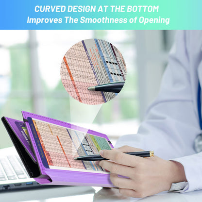 TWUTGAYW Nursing Clipboard, Portable Foldable Clipboard Pocket Size, 3 Layers Clip Board with Pen Holder for Students, Doctors, Nursing Edition clipboard with Elastic Band Notepad (Purple)