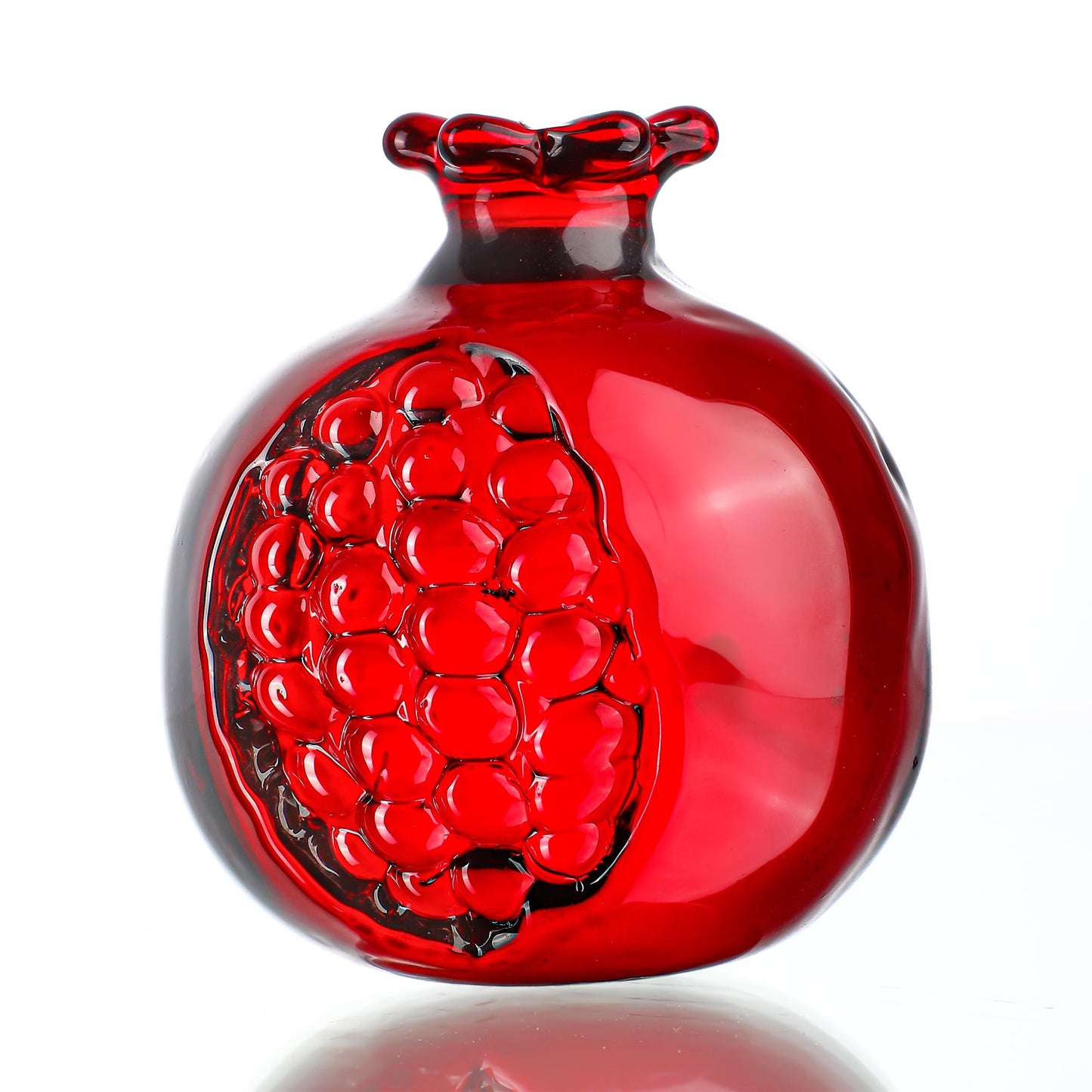 KRISININE Crystal Pomegranate Figurine Glass Pomegranate Artificial Fruit Paperweight for Home Office Tabletop Decor
