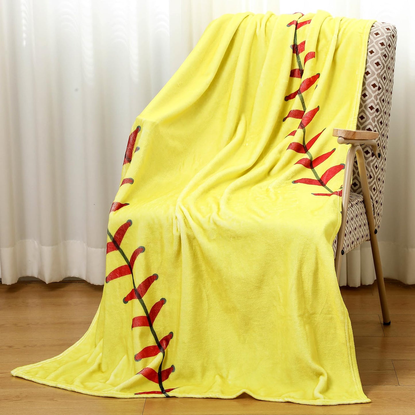 Fanfanwin 1 Pcs Softball Flannel Blanket 40"x60" Softball Fleece Throw Blanket for Teen Team Coach Gifts Ball Themed Accessories Decoration for Sport Lovers Birthday Christmas Adult Gift Favors