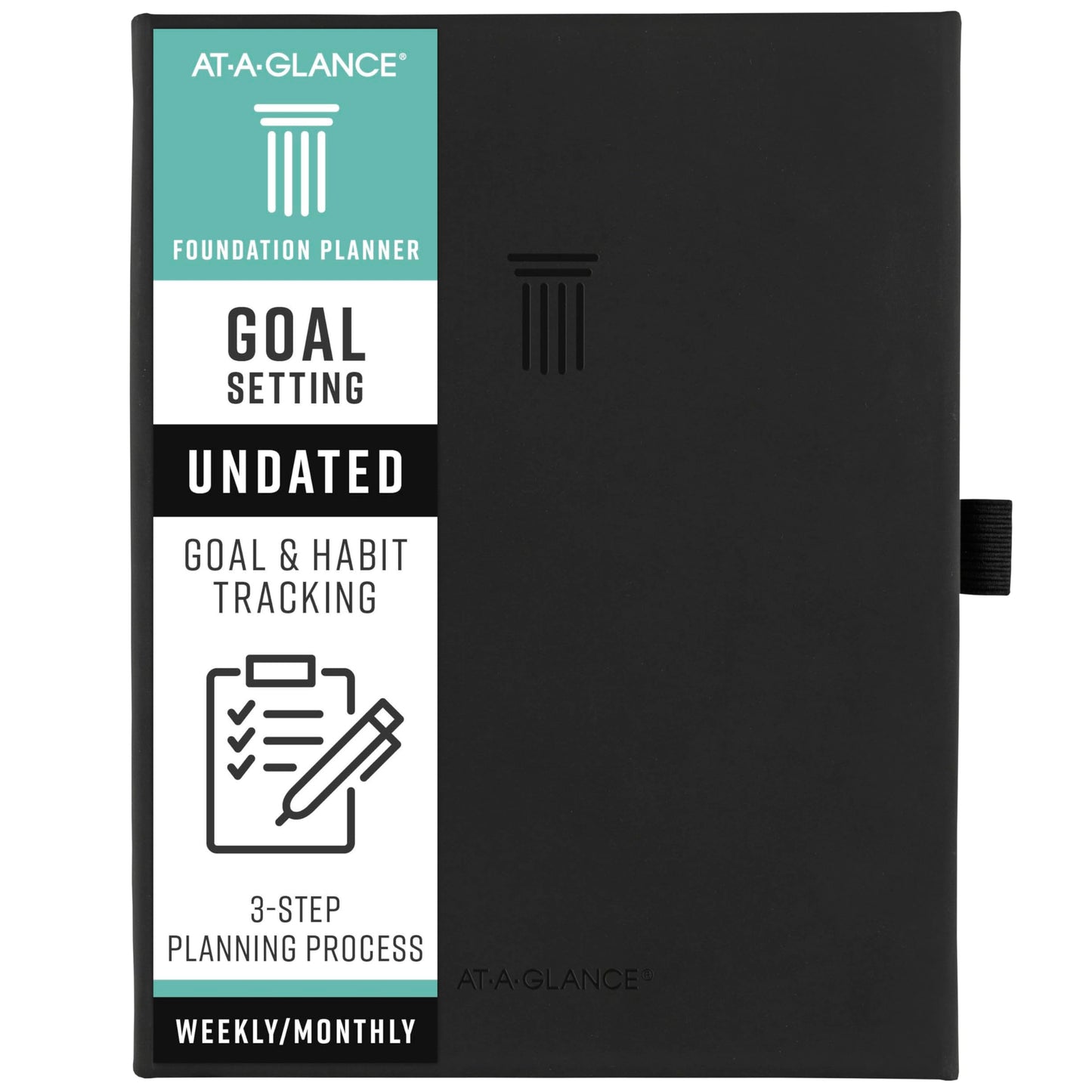AT-A-GLANCE Undated Planner, Weekly & Monthly Goal Setting Journal, Track Progress, Create Habits, 5-3/4" x 8-1/4", Foundation, Black (FD2-200-05)
