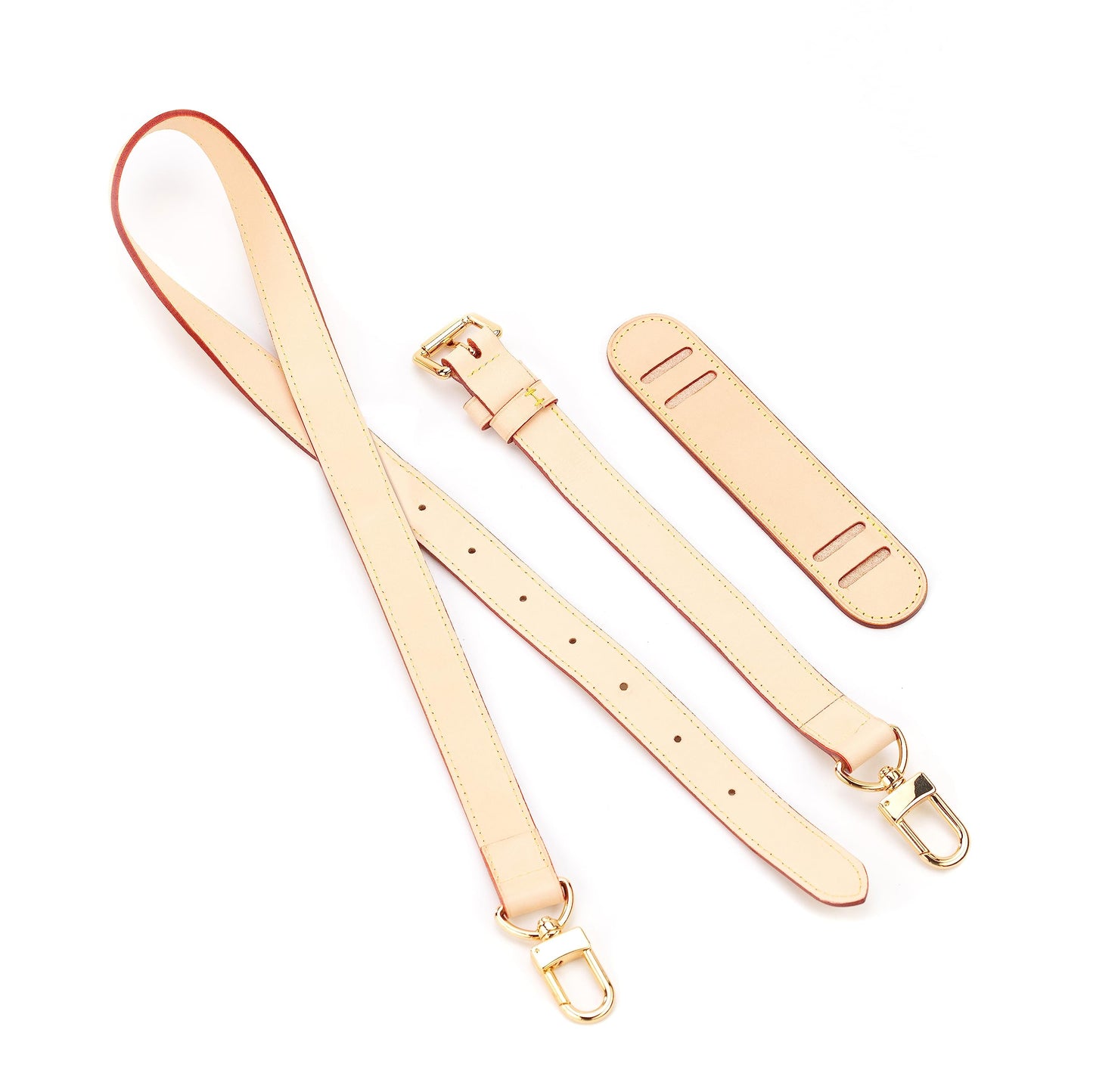 jiesinlov Vachetta Leather Strap Replacement Crossbody Adjustable with Shoulder Strap Pads for SPEEDY 30 35 40,for Keepall travel duffel bags (Apricot 1.0in)