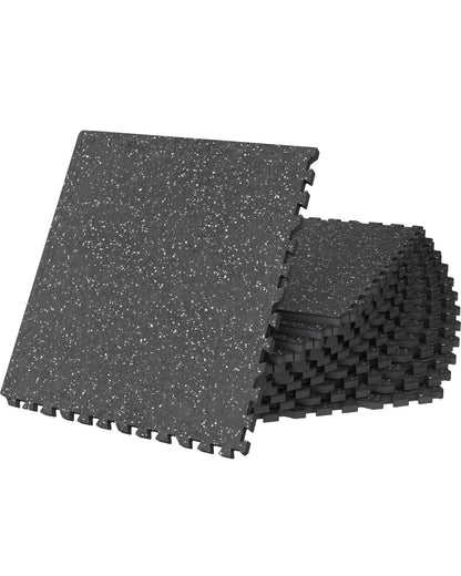 Vivaluz 0.56 Inch Thick 48 Sq Ft Gym Flooring for Home Gym, 12 Tiles Robust Rubber Top with Eva Foam Exercise Equipment Mats, Protective Flooring Puzzle Mat for Fitness Room