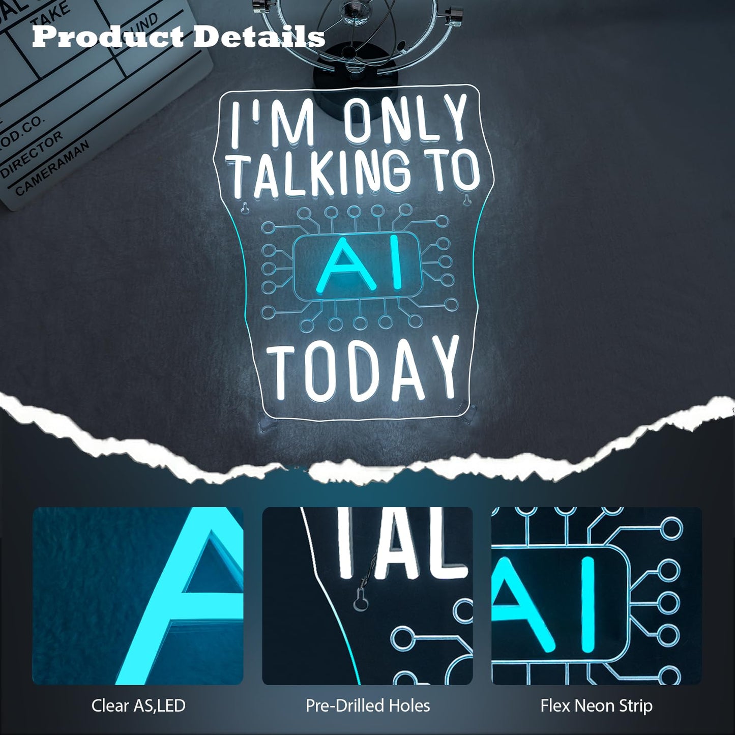 I'm Only Talking to AI Today Neon Signs for Wall Decor Futuristic Tech-Inspired Neon Light USB Powered Dimmable LED Light up Signs Perfect for Offices Gamers, Coders and AI Enthusiasts