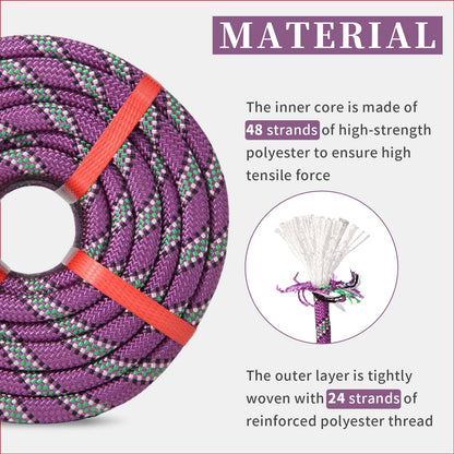Arborist Rope Tree Climbing Rope(1/2 Inch x 100ft) 48 Strands Bull Rope for Construction Climbing Swing Sailing