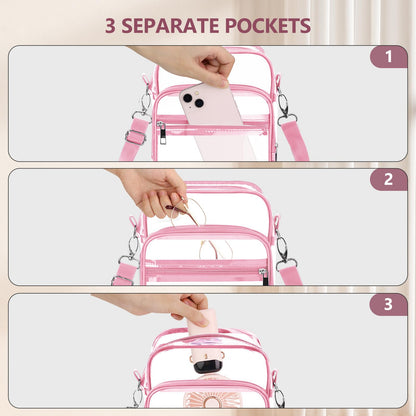 Blvornl Clear Crossbody Bag with Adjustable Shoulder Strap, Stadium Approved PVC Purse Bag, Messenger Bag