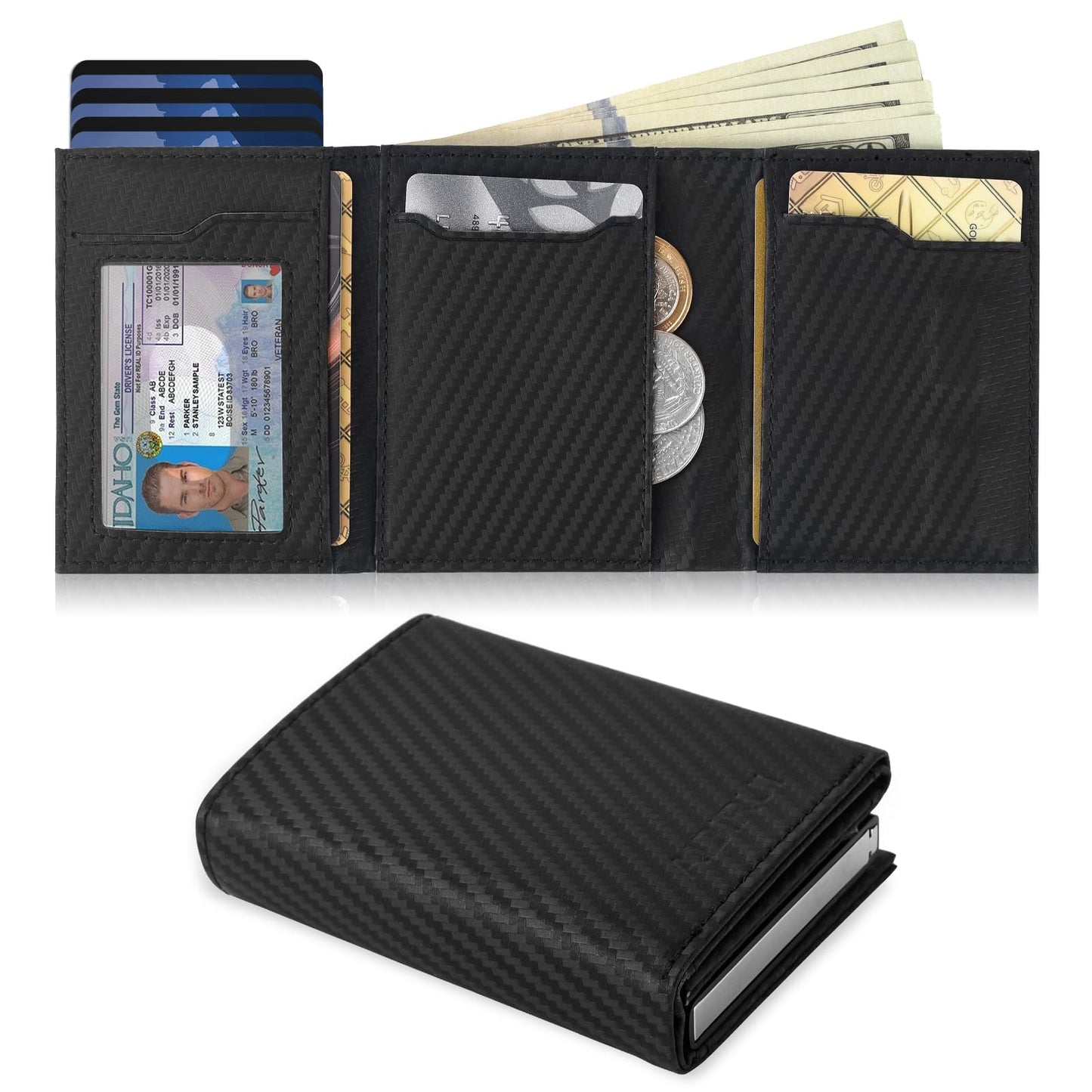 Aibirui Wallet for Men,Trifold Wallets for Men Holds 12 Cards,20 Bills,ID Window | Ridge wallets for men,Minimalist Pop Up Wallet for Men-RFID Blocking Mens Trifold Wallet(Men's Gifts)